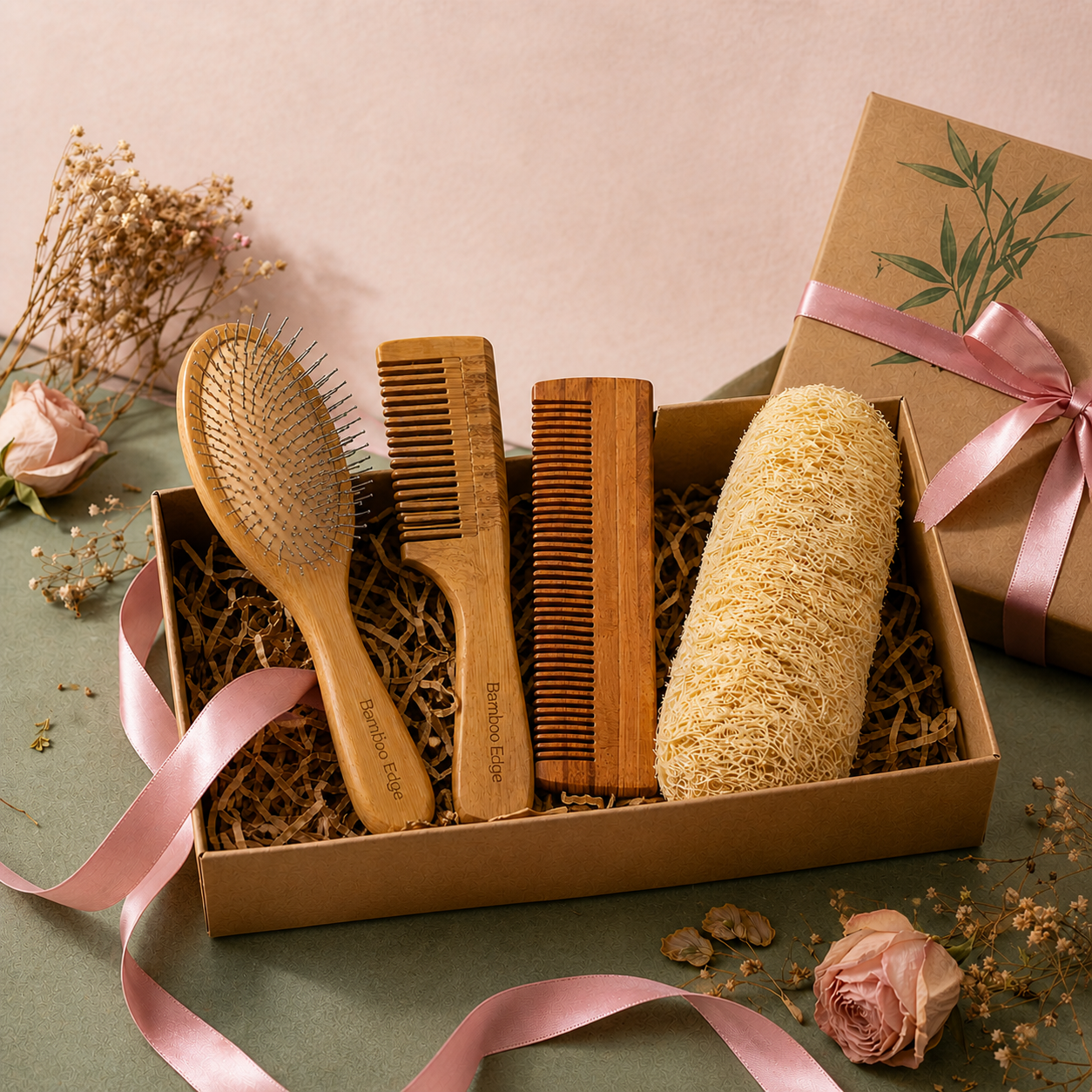 Women's Everyday Essentials Hamper - Oval Comb, Lily Comb, Shampoo Comb & Loofah