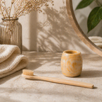 Bamboo Toothbrush with Holder Set
