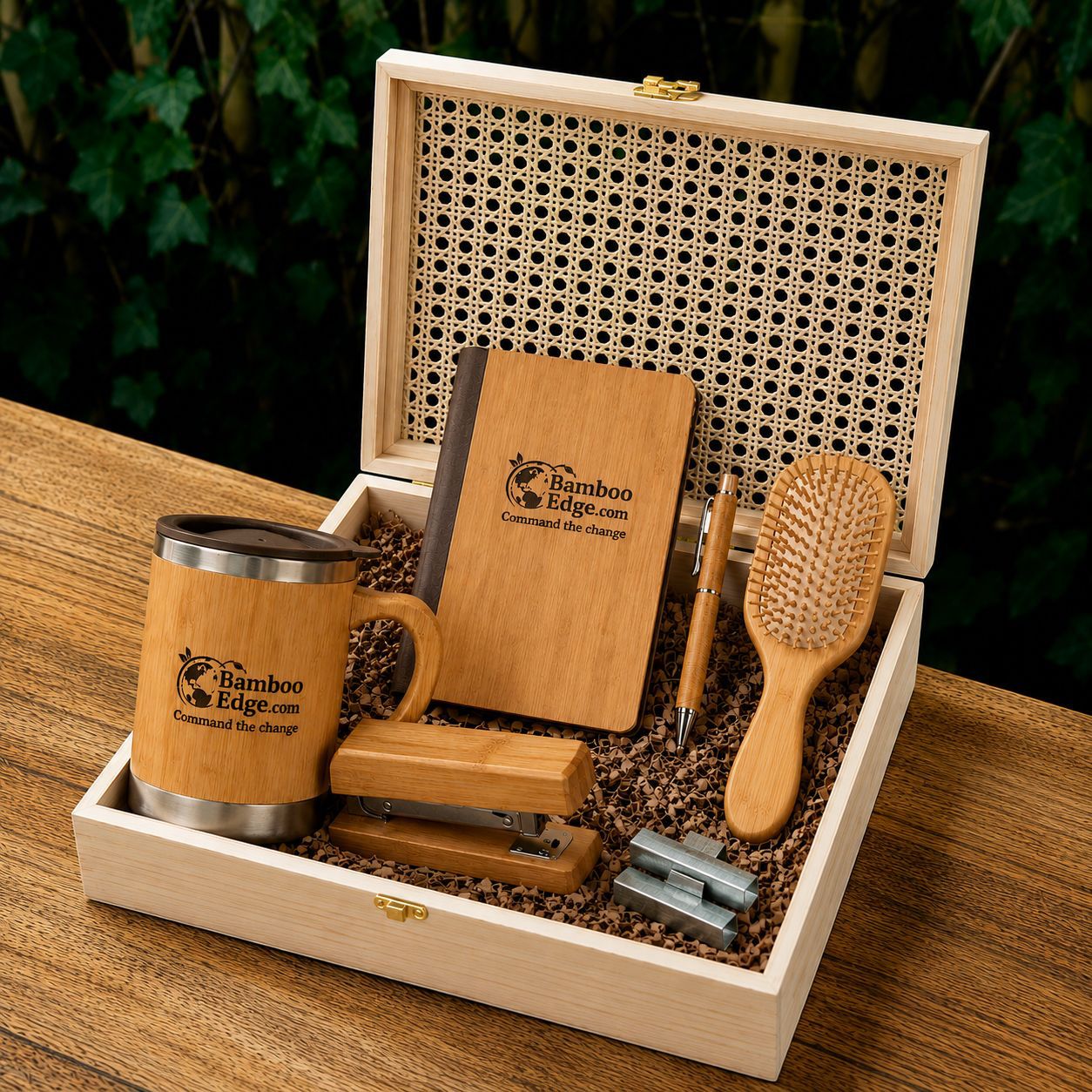 Corporate Premium Lavish Wooden Gift Box | Handcrafted Bamboo Corporate Hamper in Wooden Crate
