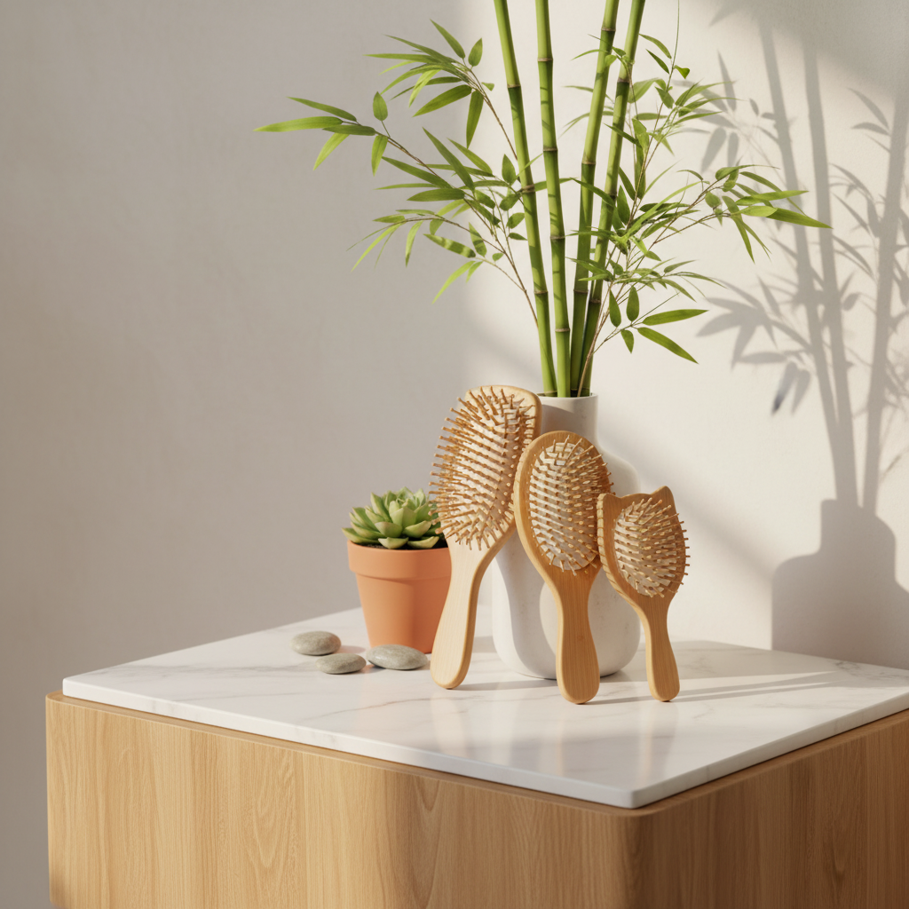 Bamboo Paddle Brushes Sustainable Scene