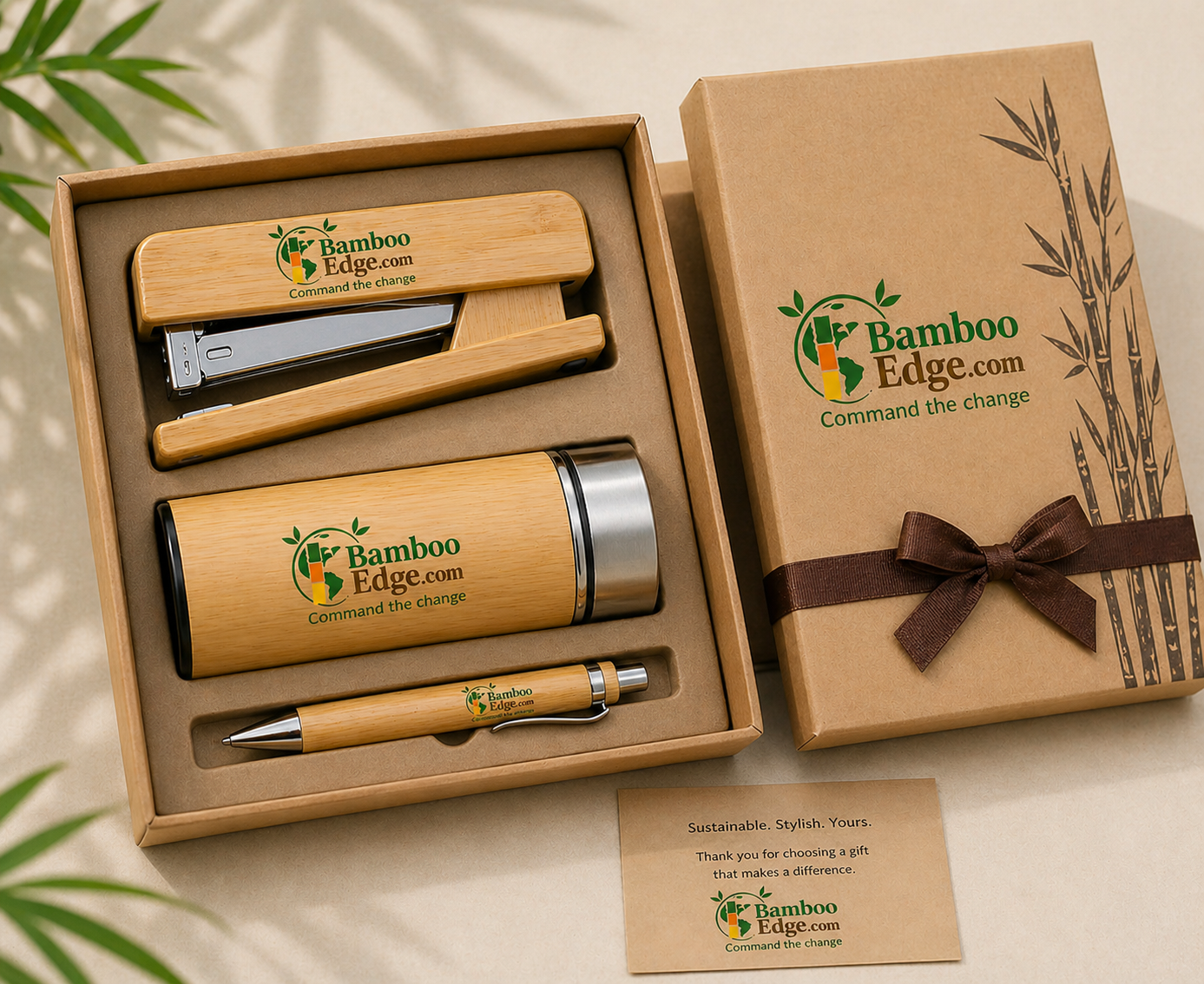 Corporate Gift Set - Pen, Stapler & Bamboo Bottle