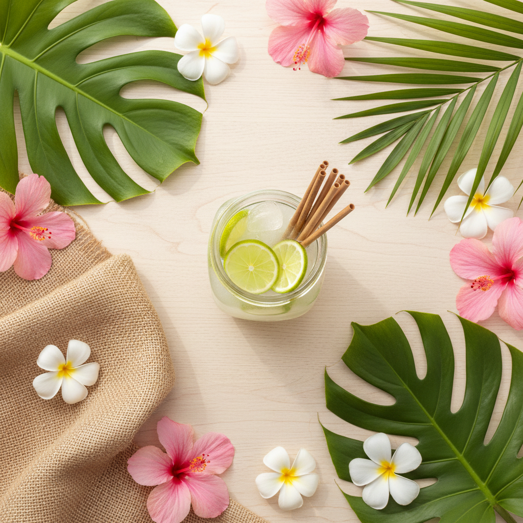 Hero #2 - Eco-friendly tropical flat lay